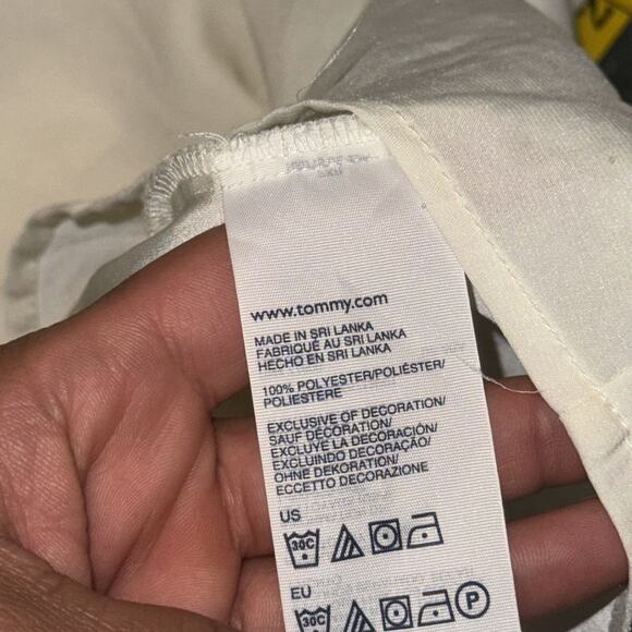 Tommy Hilfiger Shirt Women's Large Off-White Chest Pockets Long Sleeve Button-Up - Picture 7 of 7